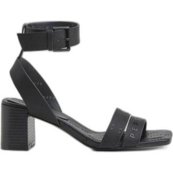 Pepe Jeans Altea Young Women's Heeled Sandals - Black, 6cm Block Heel, Casual/Party