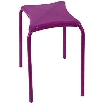 Taburete de metal / pp  para baño 32x32x47cm rosa