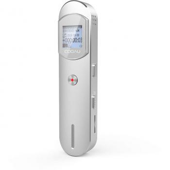 Grabadora de Voz Digital Portátil, COOAU 8GB 1536 Kbps Soporte Tarjeta SD 32GB, Estuche Metálico, Reducción de Ruido, Protección con Contraseña, Grabación Temporizada, Para Reunión, Clase, Entrevista