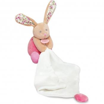 Doudou Et Compagnie - Peluche con Mantita conejo POUPI rosa