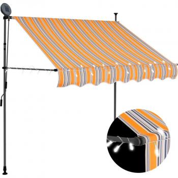 Cenador Torana con Cortinas y Luces LED Antracita 3x3 m, Toldo Manual Retráctil con Luces Amarillas y Azules 150 cm