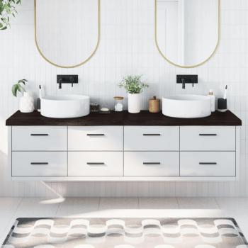 Encimera de Baño Plegable de Madera Tratada Color Marrón Claro, Natural y Gris Oscuro 200x50x6 cm