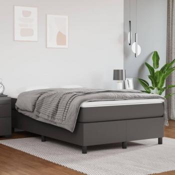 Cama box spring con colchón cuero sintético gris 120x200 cm