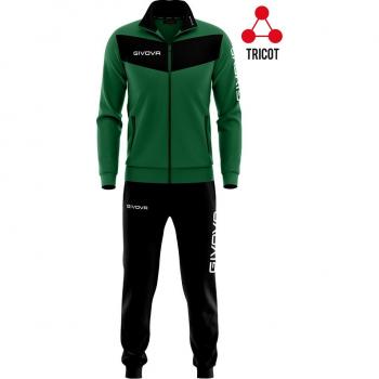 Givova Tuta Visa Chándal Verde / Negro con chaqueta y pantalones, material ligero y transpirable, diseño moderno, ajuste cómodo, ideal para entrenamientos y actividades deportivas