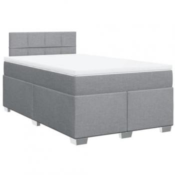 Cama box spring con colchón de muelles tela gris claro 120x200 cm