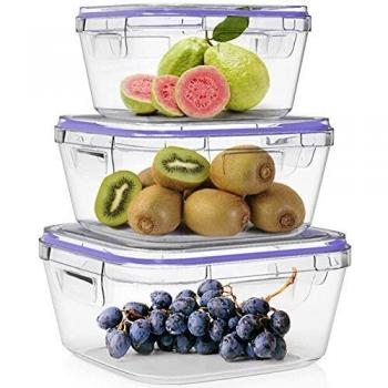 Home Fleek - Envases de Vidrio para Alimentos | 3 Recipientes + 3 Tapas | Herméticos | Sin BPA