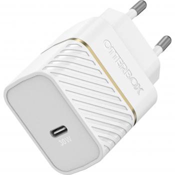 Cargador de Pared OtterBox USB-C PD 30W - Blanco Nube, Carga Rápida, Compatible con iPhone, Samsung Galaxy y Google Pixel