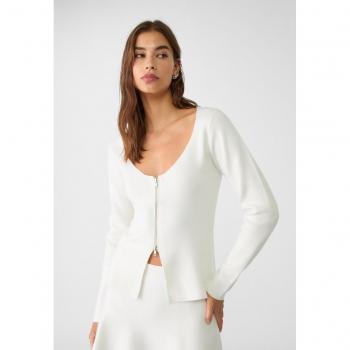 Ecru Zipped Knit Jacket XS