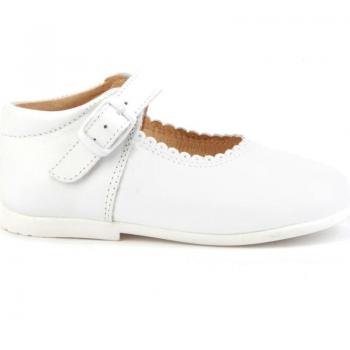 Zapatos de Niña Angelitos Merceditas Fabricadas en Piel 500 Blancos