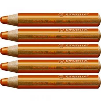 Lápiz acuarelable Stabilo Woody naranja 5 unidades