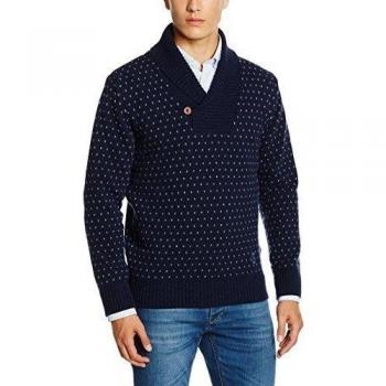 ELGANSO Cuello Esmoquin, Jersey para Hombre, Marino, M