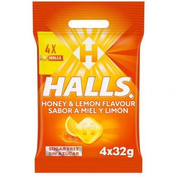 Halls Caramelo Duro Sabor Eucalipto, Extra Fuerte, Miel y Limón - Caja con 20 Sticks de 32 g