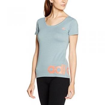 adidas ESS Lineartee, Camiseta para Mujer, Gris/Rojo