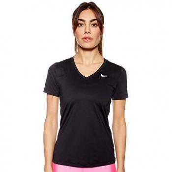 NIKE W Nk Top SS Vcty Camiseta de Manga Corta, Mujer, Black/White, M