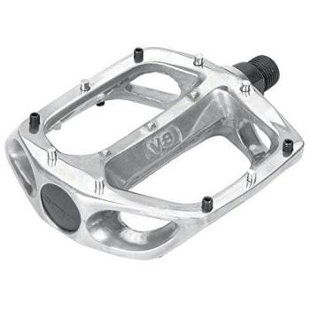 DMR V8 - Par de Pedales Planos, Tamaño 115 x 95 x 25 mm, Color Plata Pulido Clásico