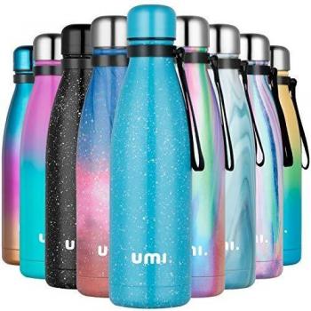 UMI. by Amazon - Botella Agua Acero Inoxidable 500ml, Termo Cafe para Llevar, Botella Térmica con Aislamiento de Vacío de Doble Pared, Sin BPA, para Niños Adultos, Deporte, Oficina, Viaje, Azul