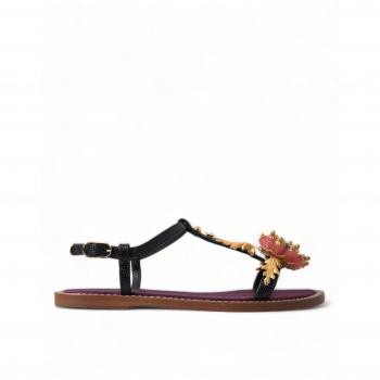 Dolce & Gabbana Crystal Embellished Ankle Strap Sandals, Silver Leather, Size EU35.5/US5