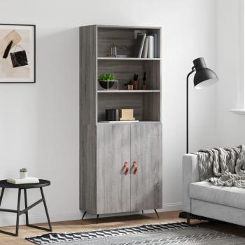 Aparador alto de madera contrachapada gris sonoma 69,5x34x180 cm
