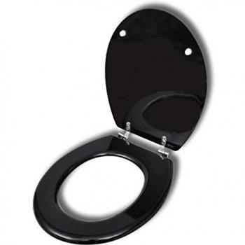 vidaXL Asiento de Inodoro Diseño Simple MDF Negro Tapa WC Baño Aseo Váter