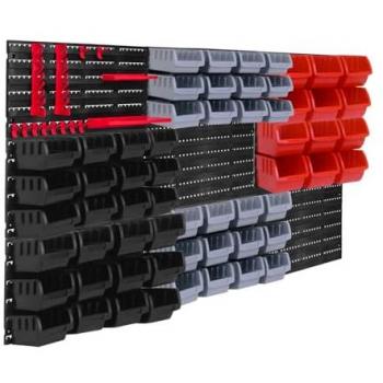 Organizador de herramientas para pared BOUDECH - 9 paneles + 88 contenedores portaherramientas, montaje en pared