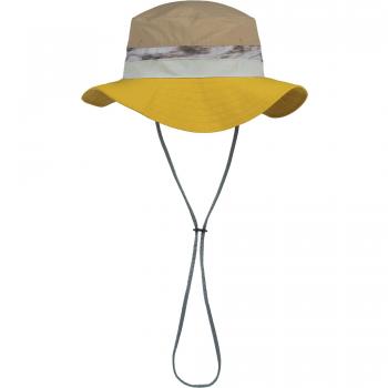 Sombrero Buff Explore Booney Beige S-M con características de protección UV, material ligero y transpirable, diseño de ala ancha para sombra, ajuste regulable y estilo versátil