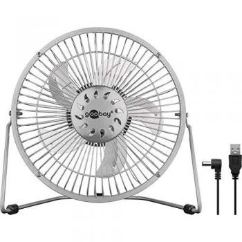 Ventilador USB de Mesa 20 cm Gris con Diseño Retro y Cable de Carga de 1.20 Metros
