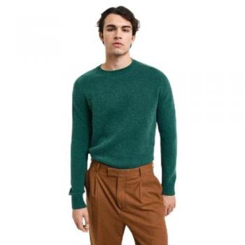 Jersey de hombre Gant de cuello redondo en mezcla de lana verde, corte relaxed (Talla L)