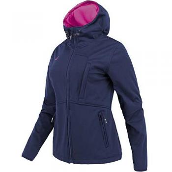 Chaqueta de mujer Joluvi Soft-Tech V2 con capucha, marino y fucsia, talla grande
