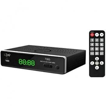 Decoder DVB-T2 i-ZAP T385 HD HEVC con control remoto simplificado, puertos HDMI/USB/LAN