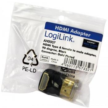 Adaptador HDMI LogiLink Curvo Negro - Conector Macho a Hembra