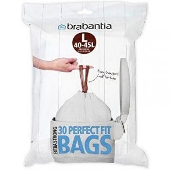 Brabantia Dispensador Bolsas de Basura, 45 L, Blanco, 40-45 L, 30