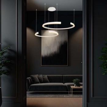 Lámpara de Colgar LED Semicircular 48W 3000K Regulable Blanca VT-7914