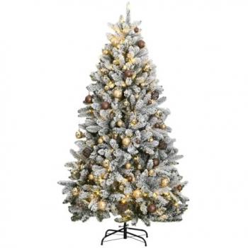 vidaXL Artificial Hinged Christmas Tree 300 LEDs & Ball Set 240 cm