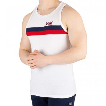 Superdry - Camiseta de Tirantes - Rayas - Redondo - Sin Mangas - para Hombre Blanco White