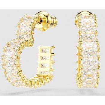 Swarovski Matrix Gold Heart Shape Baguette Crystal Hoop Earrings