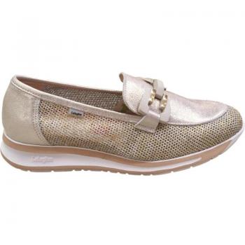 Zapato de piel para mujer Callaghan 87109 metalizado platino