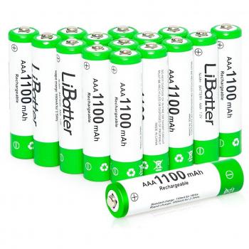 LiBatter (16 Paquetes) AAA 1100mAh Ni-MH Baterías Recargables 500-1000 ciclos de baterías Recargables