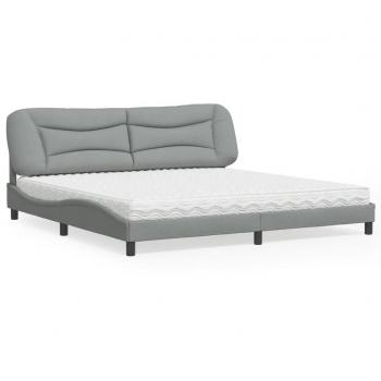Cama con colchón de Tela Gris Claro 200x200 cm Vidaxl