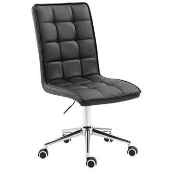 Taburete Peking V2 de Simil Cuero Negro, Ajustable en Altura y Base Metálica