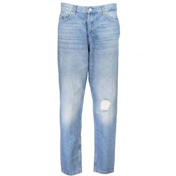 Chic Light Blue Vintage Slim-Fit Mom Jeans W30 with Logo Detail