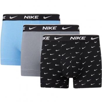 Bóxer Trunk Nike Swoosh Print negro gris azul (3 unidades) - M
