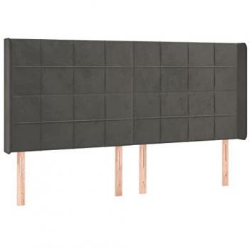 Cabecero con LED de terciopelo gris oscuro 163x16x118/128 cm