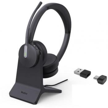 Auriculares Bluetooth Yealink BH70 Dual con Soporte de Carga USB-C/A, Certificación Teams, Cancelación de Ruido
