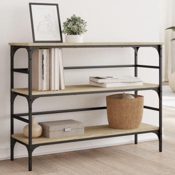 Mesa consola de madera de ingeniería 100x32x75 cm en color Negro, Roble Sonoma y Roble ahumado - Mesa de sofá, Entrada, Mueble Recibidor, Mesita auxiliar para Salón