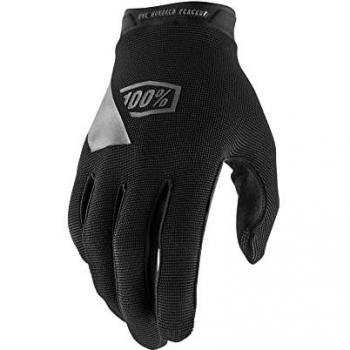 Guantes de Cross 100% Ridecamp Negros, largos, con logo gris, talla L