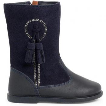 Botas de niña de piel y serraje con borlas