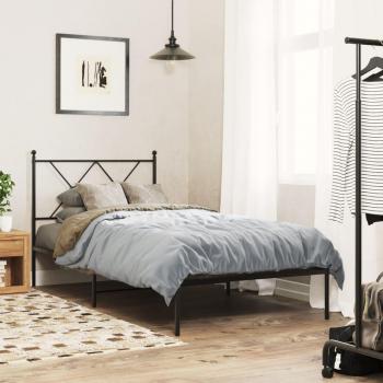 Estructura de cama con cabecero metal negro 90x190 cm