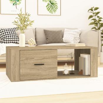 Mesa de centro madera contrachapada 100x50,5x35cm en color Blanco y Negro, acabado brillante, ideal para salón o comedor, también conocida como mesa auxiliar o de café; además, Mesa de centro madera contrachap
