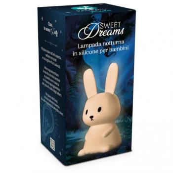 Lámpara Conejo Sweet Dreams 1ud - Luz suave, diseño tierno, ideal para niños, funciona con pilas, material seguro y no tóxico