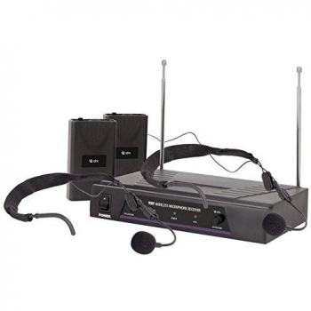 Sistema Inalámbrico VHF QTX 171.819UK con 2 Micrófonos de Cabeza y Cinturones, Frecuencias 174.1MHz y 175.0MHz